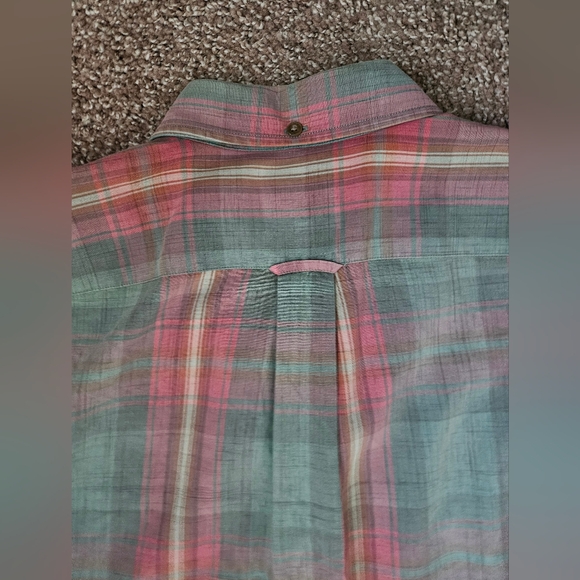 FACONNABLE Green & Rose Plaid Madras Short Sleeve 100% Cotton Shirt | SZ 42 - Picture 4 of 10